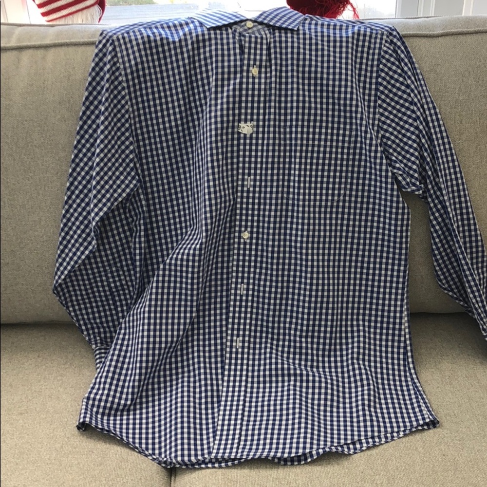 Plaid collared shirt blue and white